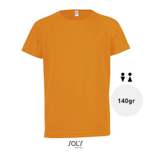 T-shirt da bambino unisex sportiva colori assortiti a girocollo in poliestere traspirante 140gr