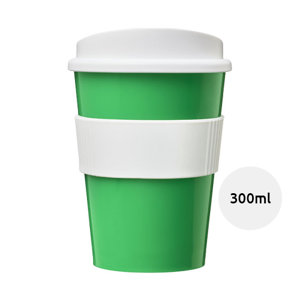 Bicchiere medio a parete singola con coperchio a scatto e impugnatura in silicone da 300ml