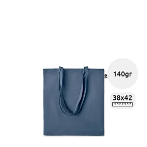 Shopper in cotone organico con manici lunghi disponibile in diverse colorazioni da 140gr 38x42cm