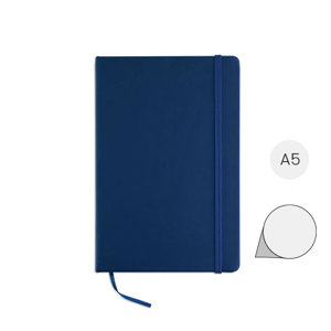 Block notes A5 con copertina rigida in PU e 96 fogli bianchi con elastico e segnalibro in coordinato