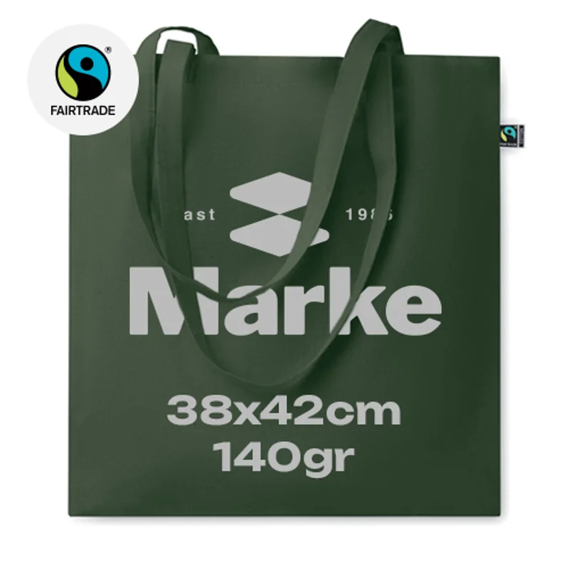 Shopper in cotone Equo Solidale a marchio Fairtrade con manici lunghi da 140gr 38X42cm