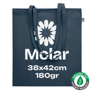 Shopper in cotone biologico con manici lunghi da 180g 38x42cm