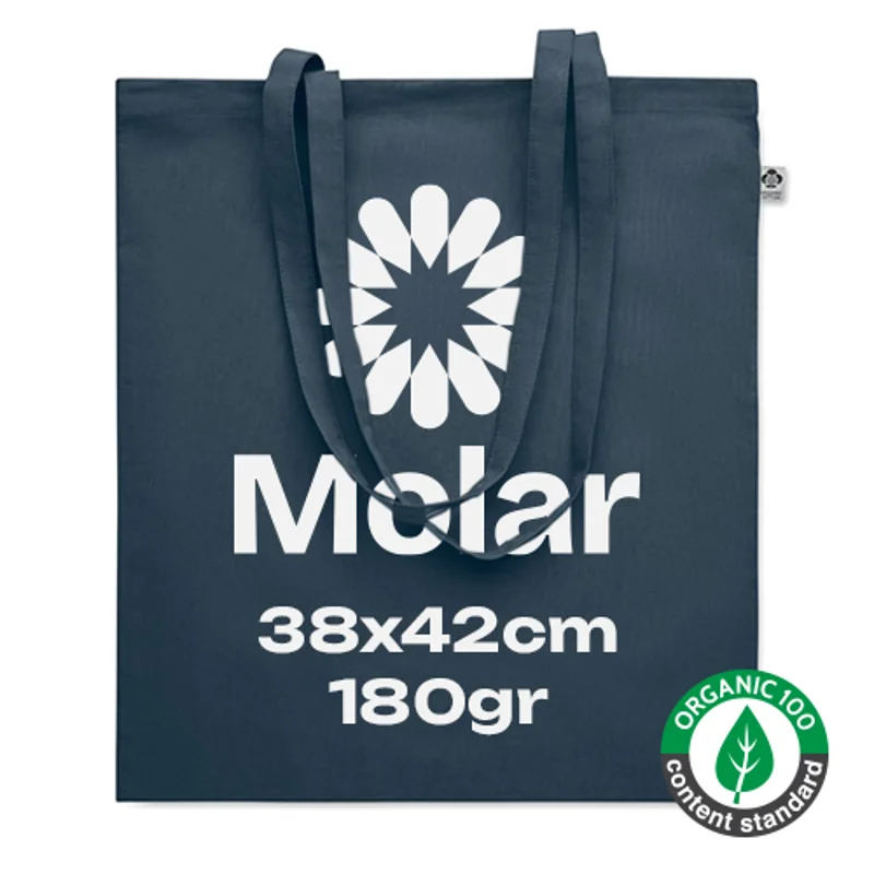 Shopper in cotone biologico con manici lunghi da 180g 38x42cm