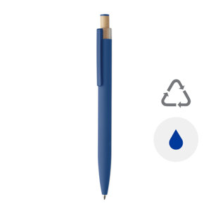 Penna in alluminio riciclato con pulsante in bambù e refill blu