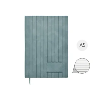Block notes A5 in PU fumé riciclato e fogli a righe in carta riciclata