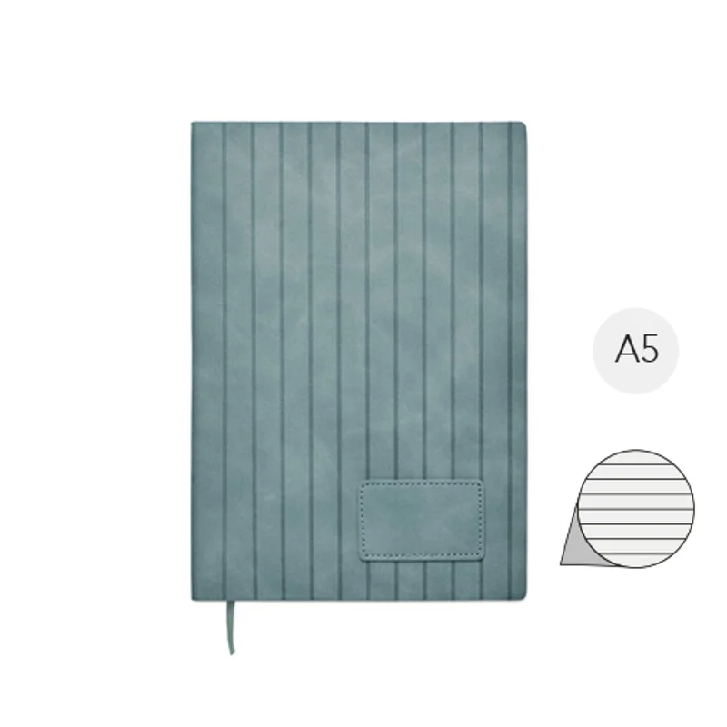 Block notes A5 in PU fumé riciclato e fogli a righe in carta riciclata