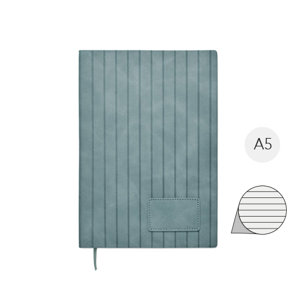 Block notes A5 in PU fumé riciclato e fogli a righe in carta riciclata