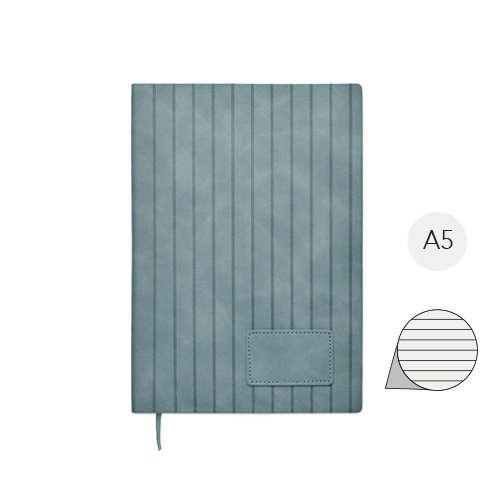 Block notes A5 in PU fumé riciclato e fogli a righe in carta riciclata