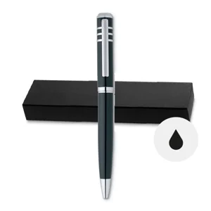 Penna a sfera in metallo con finiture lucide e laccate con meccanismo a rotazione in confezione regalo e refill nero