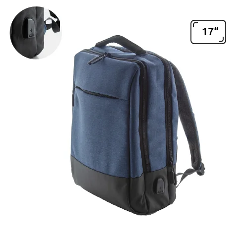 Zaino porta pc da 17" in poliestere 400D con tasca antitaccheggio e aggancio trolley