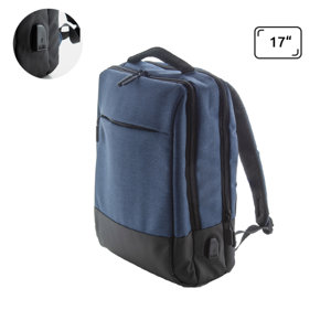 Zaino porta pc da 17" in poliestere 400D con tasca antitaccheggio e aggancio trolley