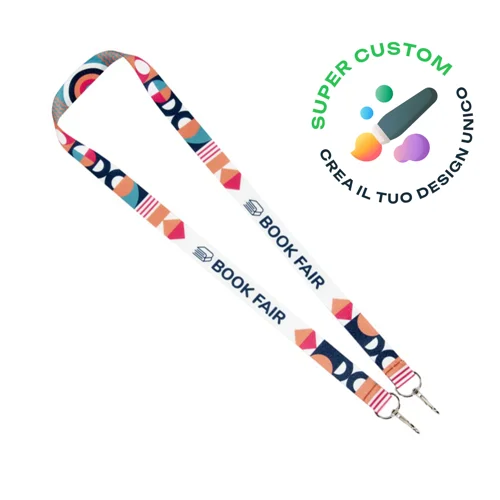 Lanyard in RPET totalmente personalizzabile con due moschettoni