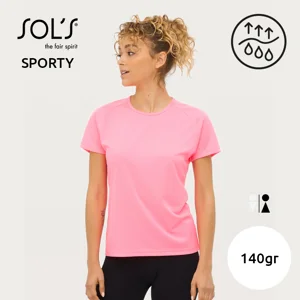 T-shirt SOL'S SPOTY da donna sportiva colori assortiti a girocollo con maniche taglio raglan in poliestere traspirante 140gr