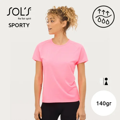 T-shirt SOL'S SPOTY da donna sportiva colori assortiti a girocollo con maniche taglio raglan in poliestere traspirante 140gr