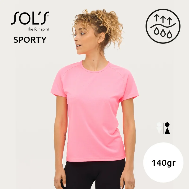 T-shirt SOL'S SPOTY da donna sportiva colori assortiti a girocollo con maniche taglio raglan in poliestere traspirante 140gr