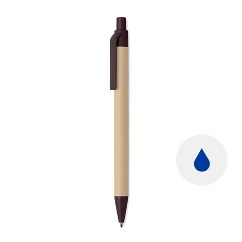 Penna a sfera in ABS e buccia di caffè con meccanismo a scatto e refill blu
