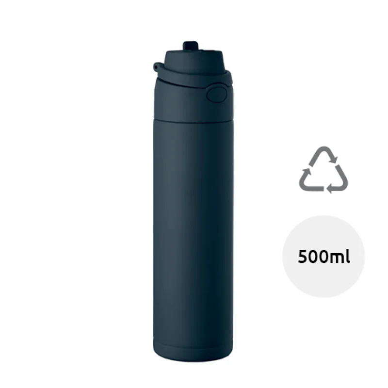 Borraccia in acciaio inox riciclato con beccuccio e manico da 500ml