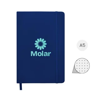 Block notes A5 con rivestimento in PVC e elastico segnalibro coordinati e con 96 pagine puntinate