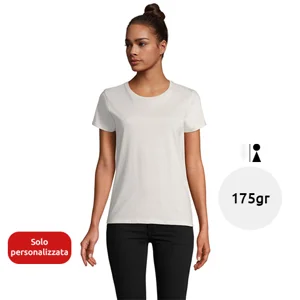 T-shirt da donna colori assortiti a girocollo taglio aderente 100% cotone biologico 175gr