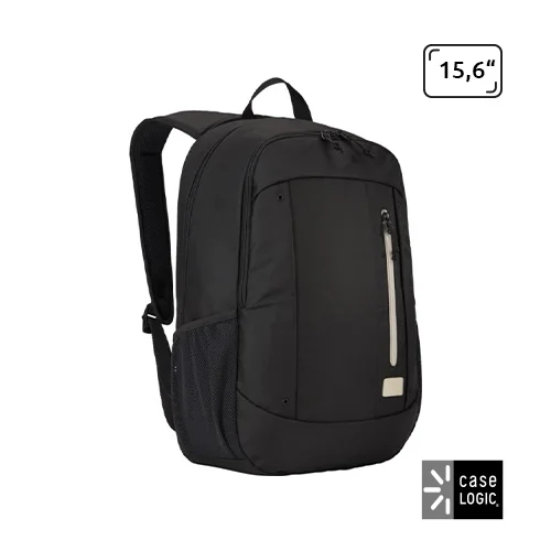 Zaino porta pc da 15,6" a marchio Case Logic e in poliestere riciclato con ampie tasche interne per pc e tablet e tasche esterne per borraccia