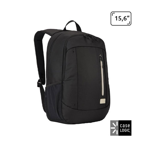 Zaino porta pc da 15,6" a marchio Case Logic e in poliestere riciclato con ampie tasche interne per pc e tablet e tasche esterne per borraccia