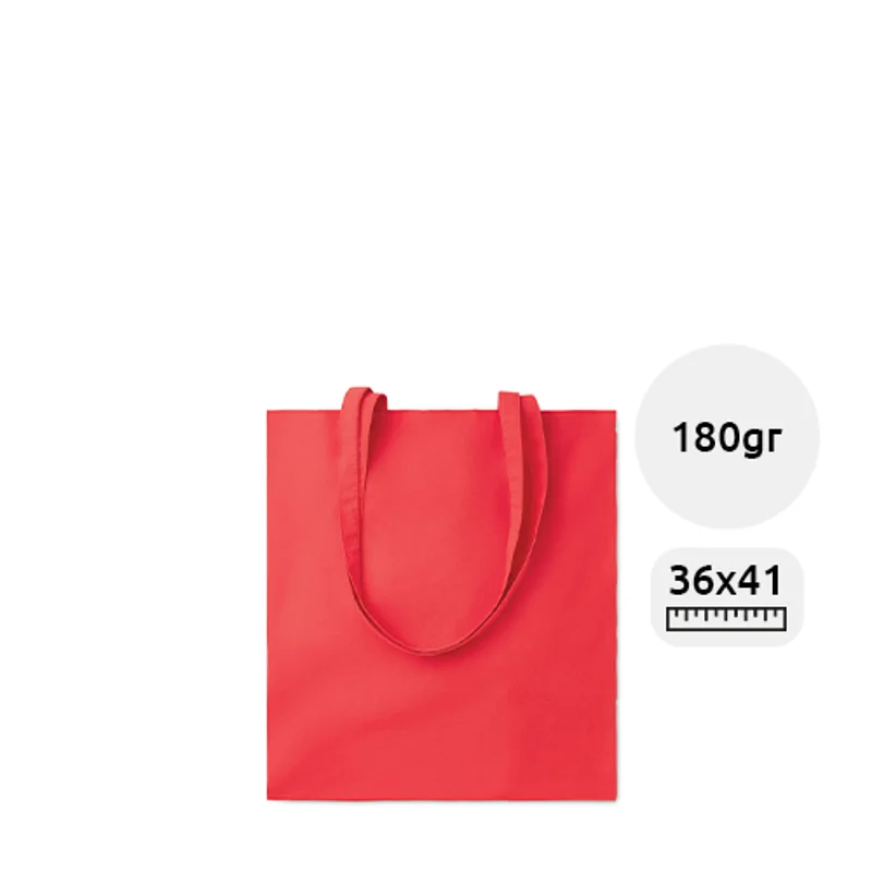 Shopper in cotone biologico con manici lunghi prodotta in Europa da 180gr 36x41cm