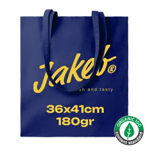 Shopper in cotone biologico con manici lunghi prodotta in Europa da 180gr 36x41cm