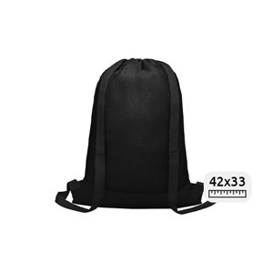 Zaino in rete di poliestere con chiusura a coulisse e spallacci regolabili 42x33cm