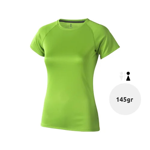 T-shirt da donna sportiva colori assortiti a girocollo con maniche taglio raglan in poliestere 145gr