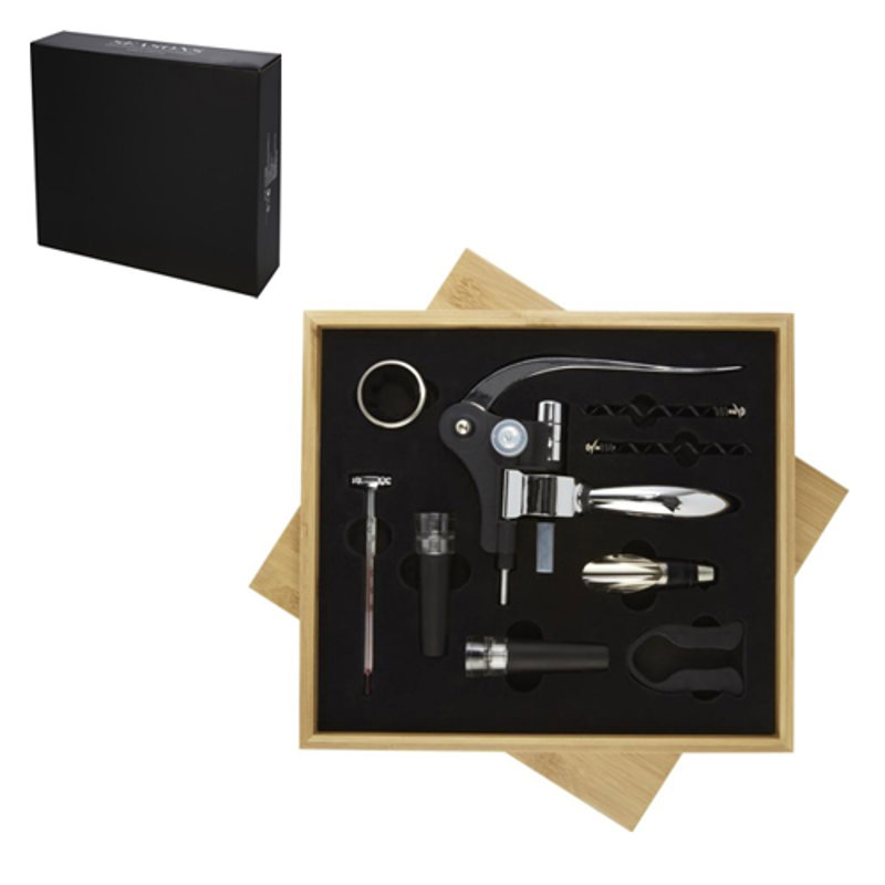 Set per vino da 9 pezzi Malbick fornito in elegante confezione regalo in bambù