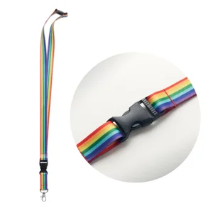 Lanyard in RPET arcobaleno con gancio in metallo, fibbia staccabile e chiusura di sicurezza 2X56CM
