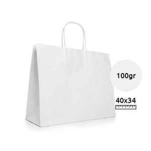 Shopper in carta kraft bianca formato grande da 100gr 40x34x11cm