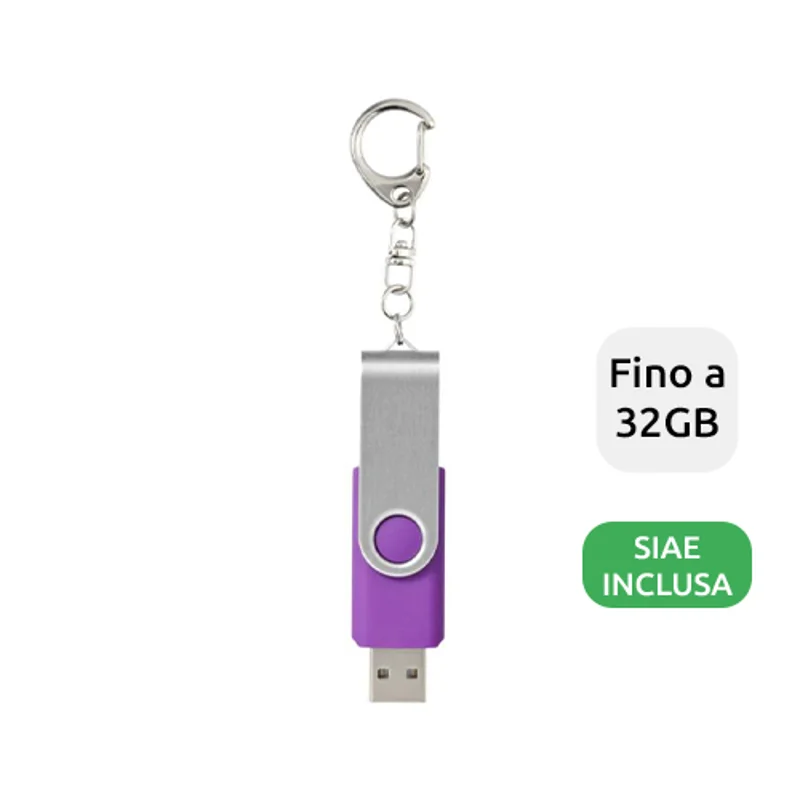 Chiavetta USB in plastica e alluminio di vari colori con portachiavi da 1GB a 32GB