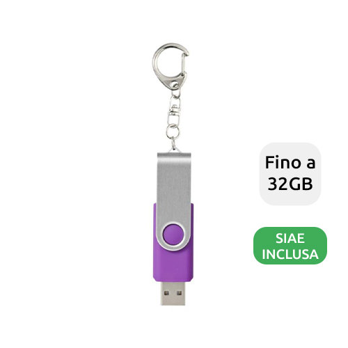 Chiavetta USB in plastica e alluminio di vari colori con portachiavi da 1GB a 32GB