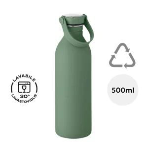 Borraccia in acciaio inox riciclato e finitura gomma con manico silicone 500ml