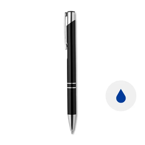 Penna a sfera in alluminio disponibile in vari colori e con meccanismo a scatto e refill blu