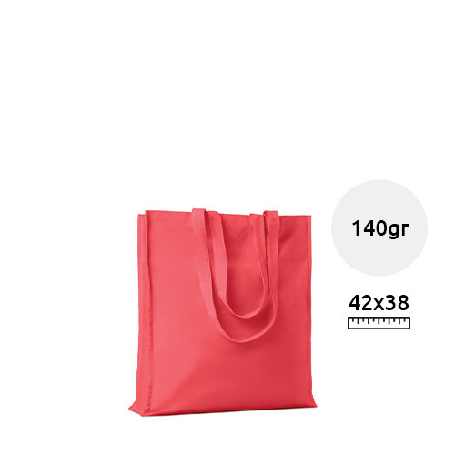 Shopper in cotone a soffietto con manici lunghi disponibili in diversi colori 140gr 38x9x42cm