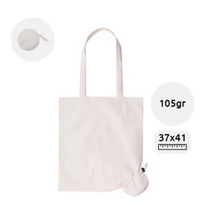 Shopper richiudibile in 100% cotone e ini colore naturale da 105gr 37x41cm