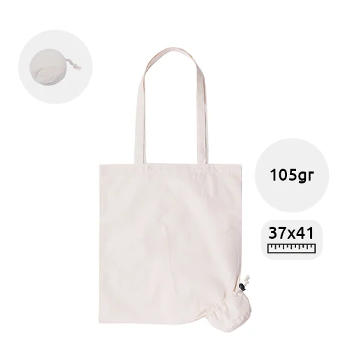 Shopper richiudibile in 100% cotone e ini colore naturale da 105gr 37x41cm