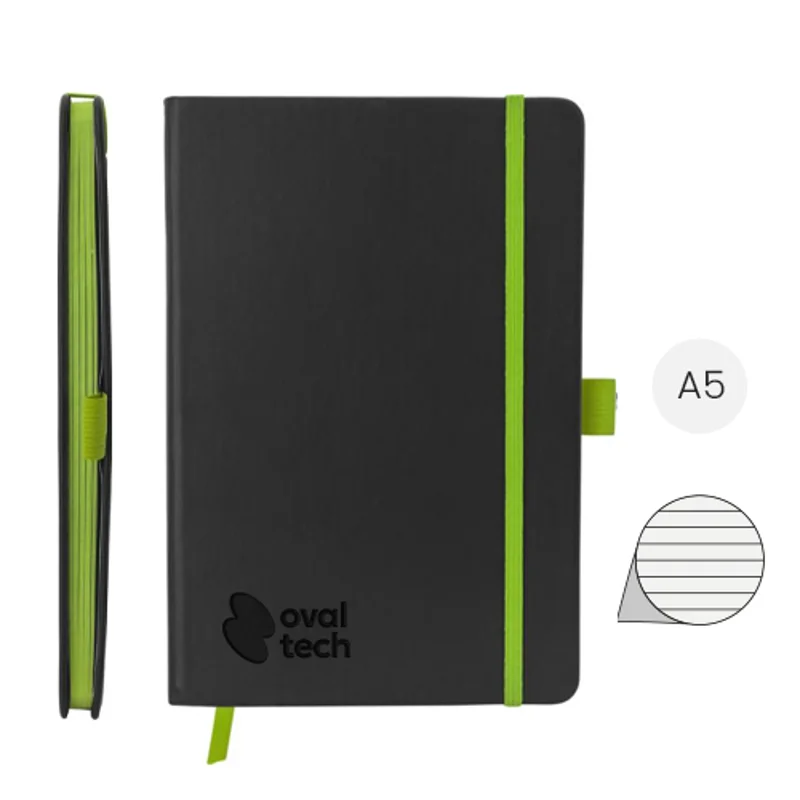 Block notes A5 con copertina rigida e 80 pagine a righe color crema bordo fogli colorato