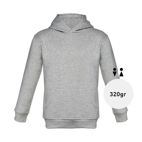Felpa da bambino unisex colori assortiti con cappuccio e tasca a marsupio in cotone e poliestere 320gr