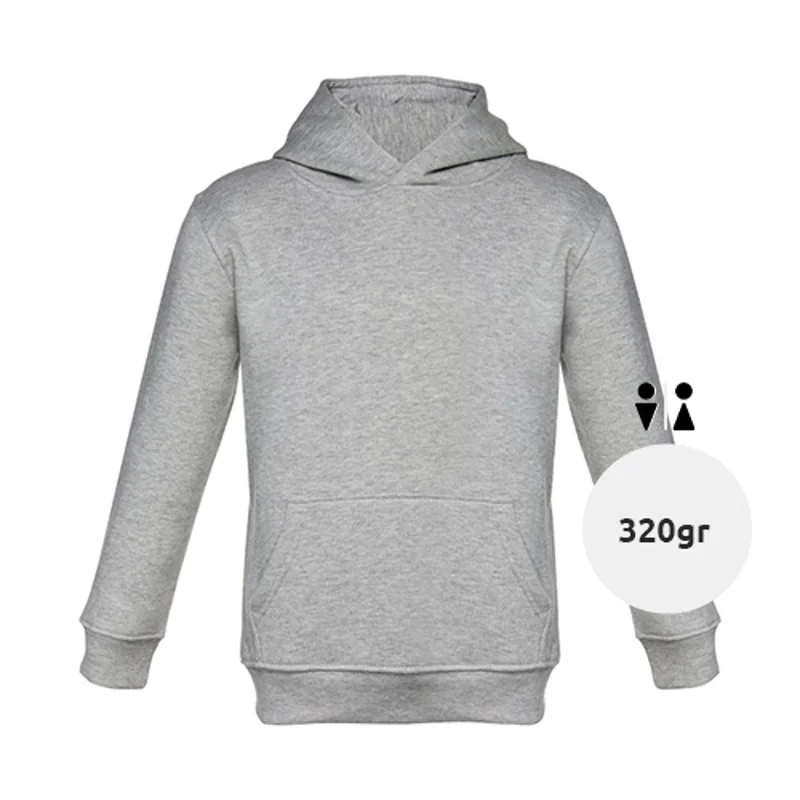 Felpa da bambino unisex colori assortiti con cappuccio e tasca a marsupio in cotone e poliestere 320gr