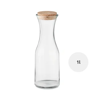 Caraffa in vetro riciclato con coperchio in sughero da 1l