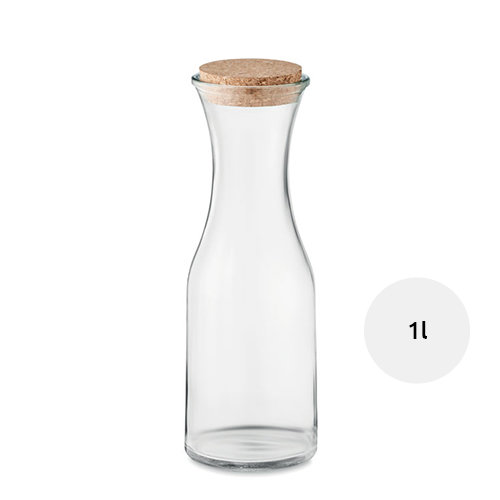 Caraffa in vetro riciclato con coperchio in sughero da 1l