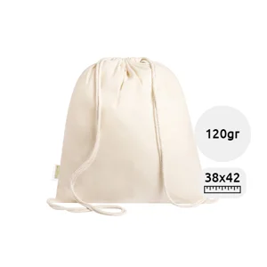 Sacca 100% in cotone biologico con chiusura a coulisse da 120gr 38×42cm