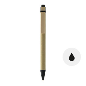 Penna a sfera in cartone riciclato e plastica colorata con meccanismo a scatto e refill nero