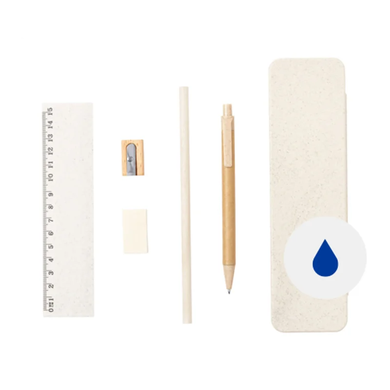 Set da scrittura da 5 pezzi in confezione ecologica in plastica di paglia di grano