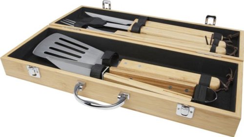 Set per barbecue da 5 pezzi Seasons in una confezione regalo in bambù