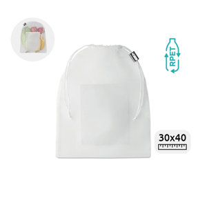Sacca a rete in RPET trasparente con chiusura a coulisse 30x40cm