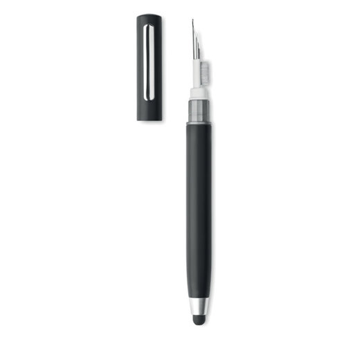 Penna a sfera per touch screen a rotazione con stilo in ABS e kit pulizia per auricolari refill blu